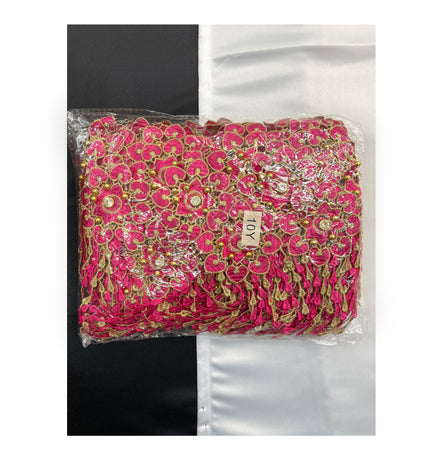 Floral Lace Trimmings Pack - Fuscia Pink / Gold