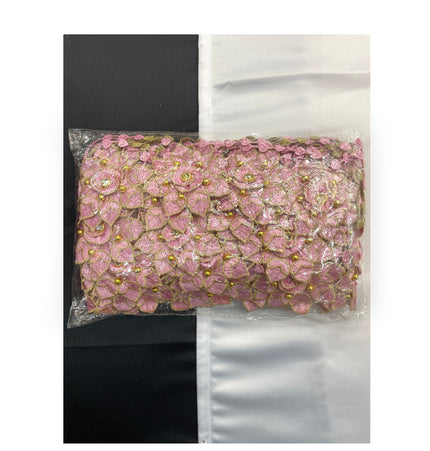 Floral Lace Trimmings Pack - Baby Pink / Gold