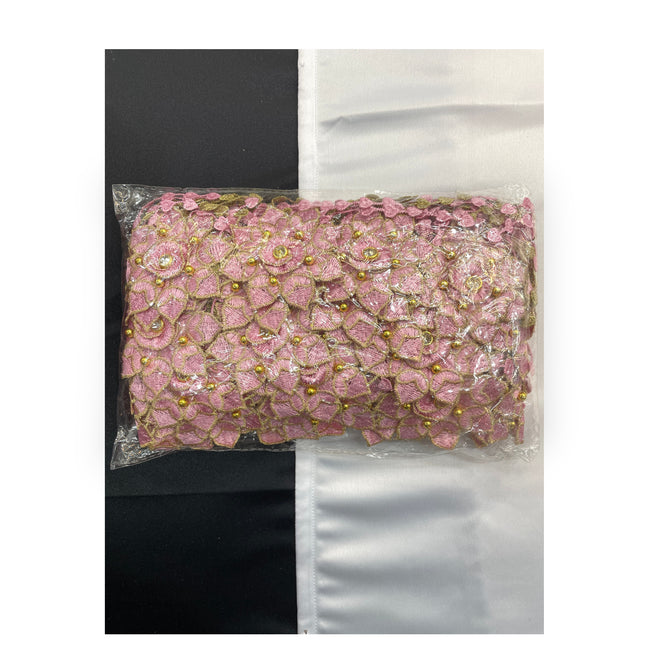 Floral Lace Trimmings Pack - Baby Pink / Gold