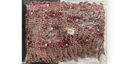 Floral Lace Trimmings Pack - Wine / Gold