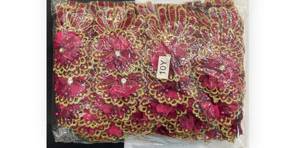Floral Lace Trimmings Pack - Maroon / Gold