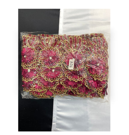 Floral Lace Trimmings Pack - Maroon / Gold