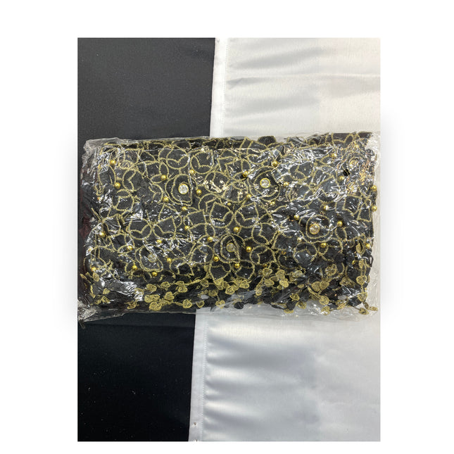 Floral Lace Trimmings Pack - Black / Gold