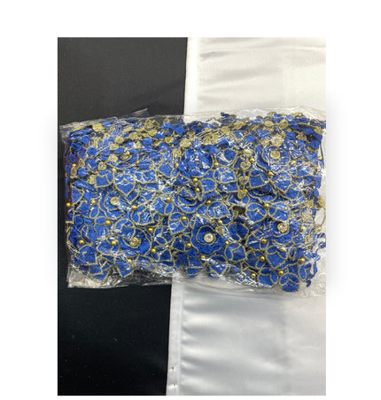 Floral Lace Trimmings Pack - Royal Blue / Gold