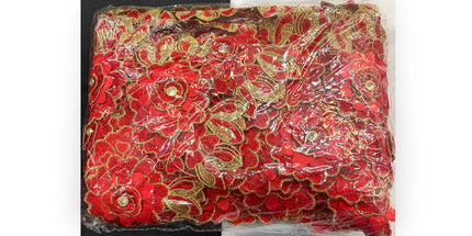Floral Lace Trimmings Pack - Red / Gold