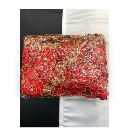 Floral Lace Trimmings Pack - Red / Gold