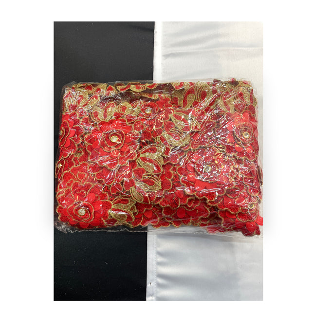 Floral Lace Trimmings Pack - Red / Gold