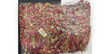 Floral Lace Trimmings Pack - Wine / Gold