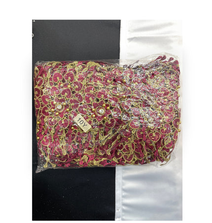 Floral Lace Trimmings Pack - Wine / Gold