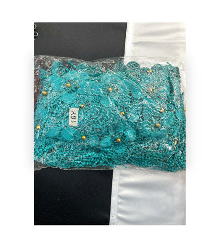 Floral Lace Trimmings Pack - Teal Blue