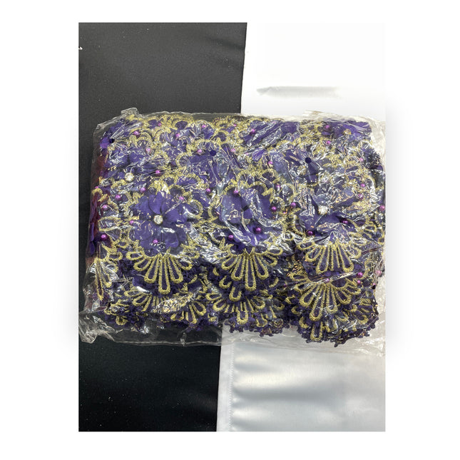 Floral Lace Trimmings Pack - Purple / Gold