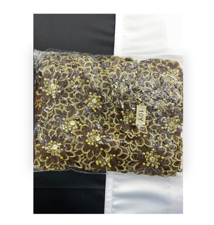 Floral Lace Trimmings Pack - Brown / Gold