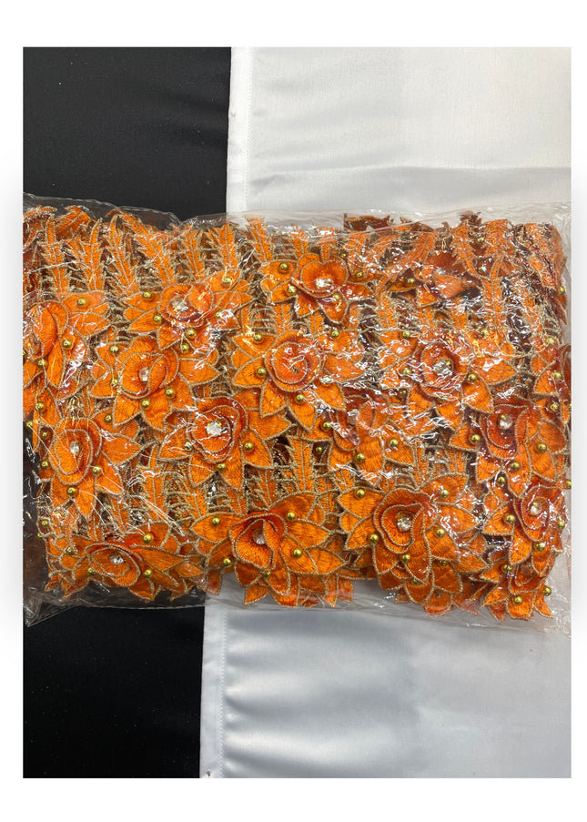 Floral Lace Trimmings Pack - Orange / Gold
