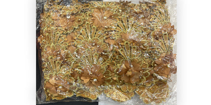 Floral Lace Trimmings Pack - Brown / Gold