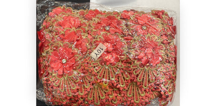 Floral Lace Trimmings Pack - Red / Gold