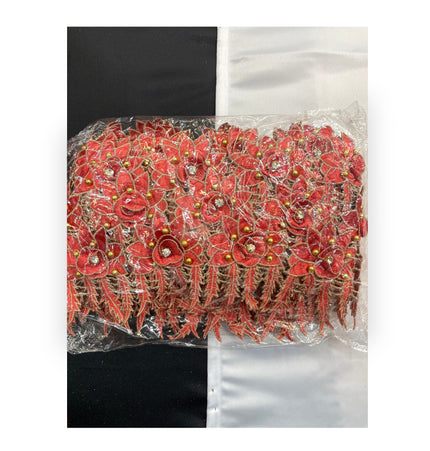 Floral Lace Trimmings Pack - Red / Gold