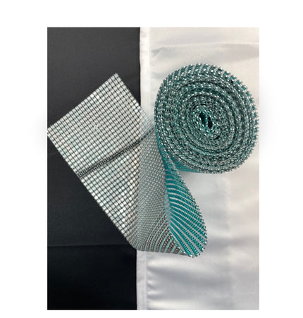 💎 Diamond Mesh Ribbon Trim - Teal Blue