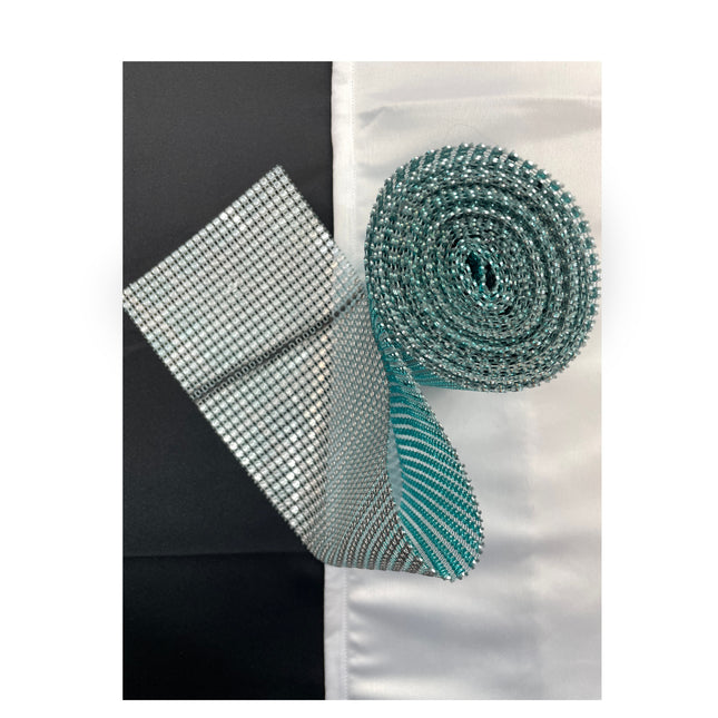 💎 Diamond Mesh Ribbon Trim - Teal Blue