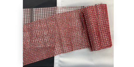 💎 Diamond Mesh Ribbon Trim - Red