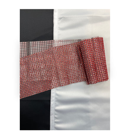 💎 Diamond Mesh Ribbon Trim - Red
