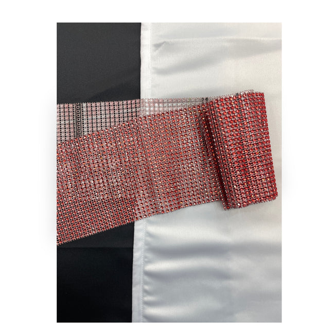 💎 Diamond Mesh Ribbon Trim - Red