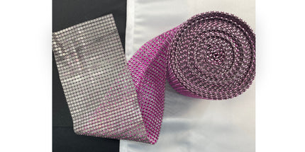 💎 Diamond Mesh Ribbon Trim - Pink