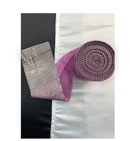 💎 Diamond Mesh Ribbon Trim - Pink
