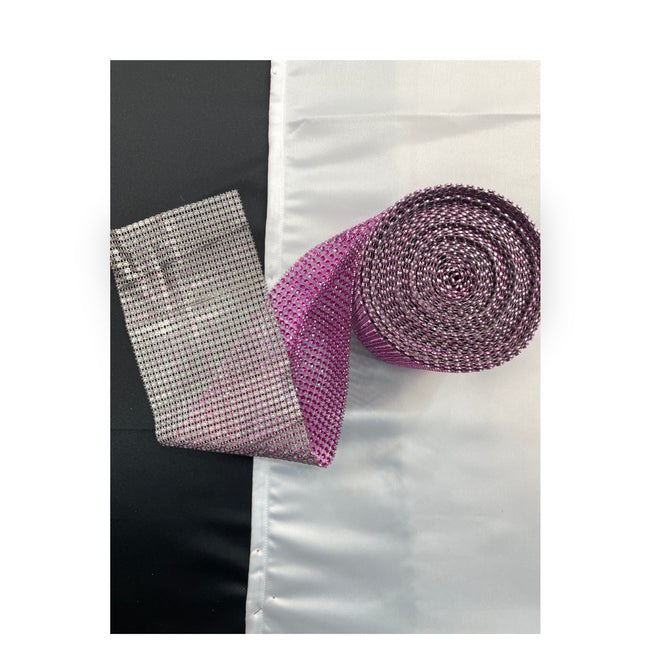 💎 Diamond Mesh Ribbon Trim - Pink