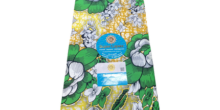 African Shiny Print Fabric - 6 Yards - Polycotton