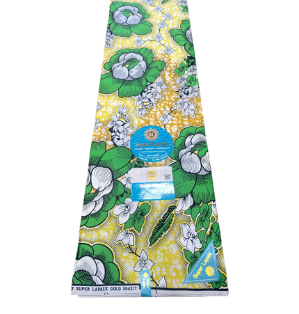 African Shiny Print Fabric - 6 Yards - Polycotton