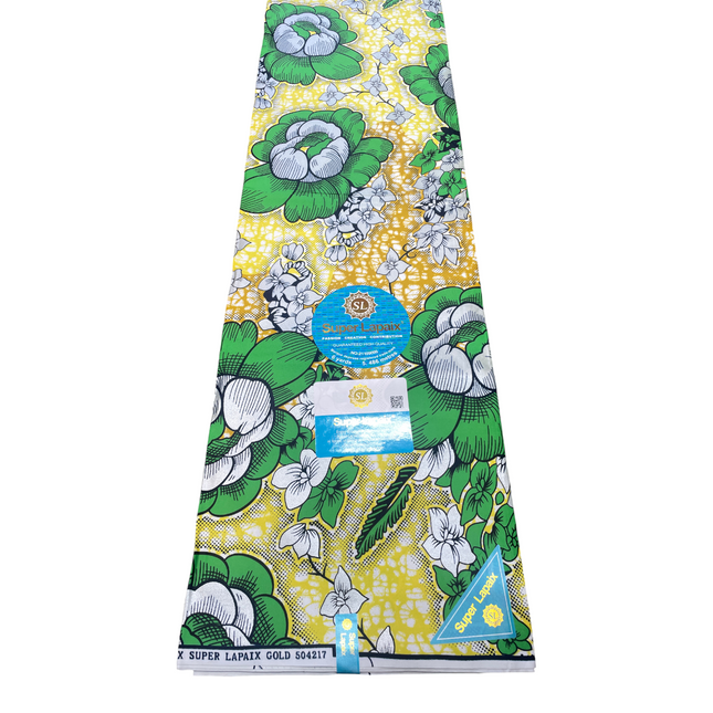 African Shiny Print Fabric - 6 Yards - Polycotton