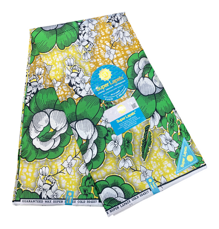 African Shiny Print Fabric - 6 Yards - Polycotton