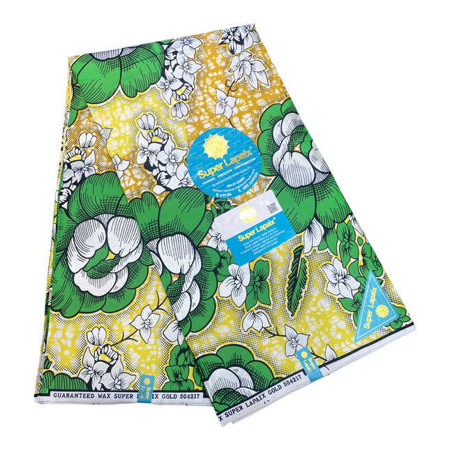 African Shiny Print Fabric - 6 Yards - Polycotton