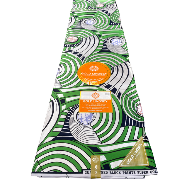 African Shiny Print Fabric - 6 Yards - Polycotton