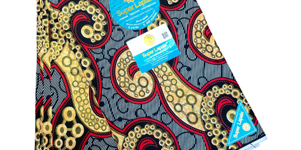 African Shiny Print Fabric - 6 Yards - Polycotton