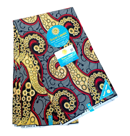 African Shiny Print Fabric - 6 Yards - Polycotton