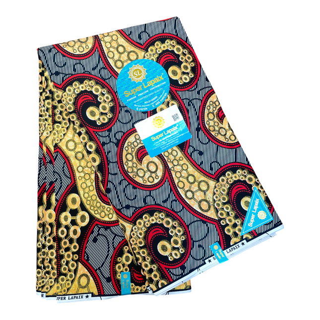 African Shiny Print Fabric - 6 Yards - Polycotton