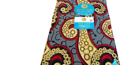 African Shiny Print Fabric - 6 Yards - Polycotton