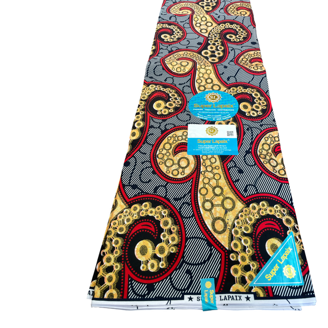 African Shiny Print Fabric - 6 Yards - Polycotton