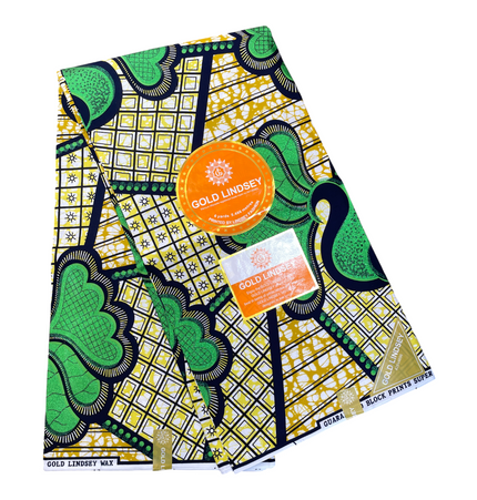 African Shiny Print Fabric - 6 Yards - Polycotton