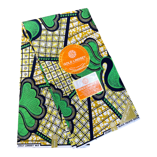 African Shiny Print Fabric - 6 Yards - Polycotton