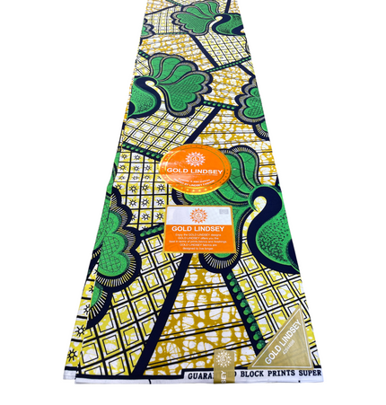 African Shiny Print Fabric - 6 Yards - Polycotton