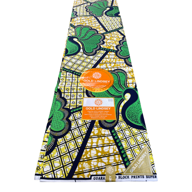 African Shiny Print Fabric - 6 Yards - Polycotton