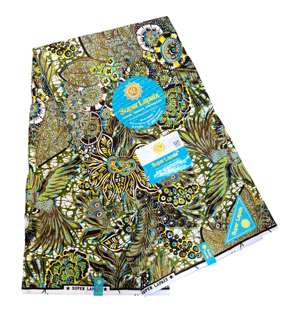 African Shiny Print Fabric - 6 Yards - Polycotton