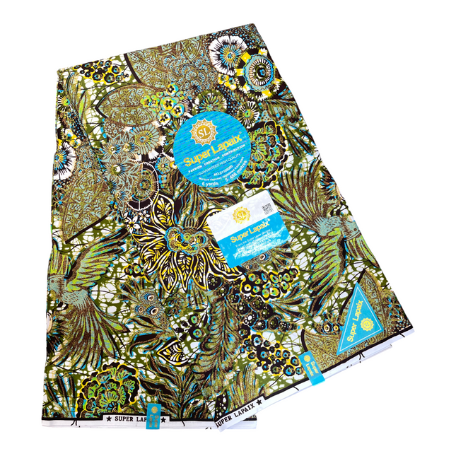 African Shiny Print Fabric - 6 Yards - Polycotton