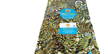 African Shiny Print Fabric - 6 Yards - Polycotton