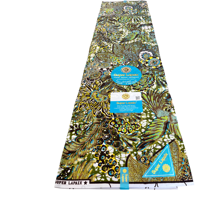 African Shiny Print Fabric - 6 Yards - Polycotton