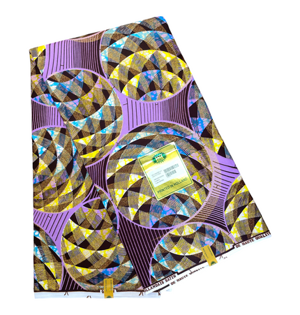 African Shiny Print Fabric - 6 Yards - Polycotton