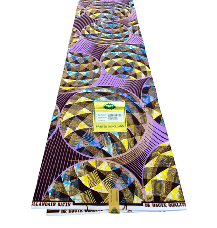 African Shiny Print Fabric - 6 Yards - Polycotton
