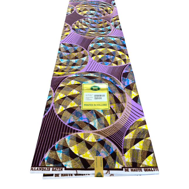 African Shiny Print Fabric - 6 Yards - Polycotton